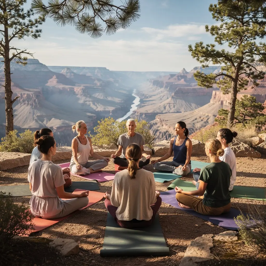 Геологические образования и уникальные скалы каньона на фоне яркого заката.