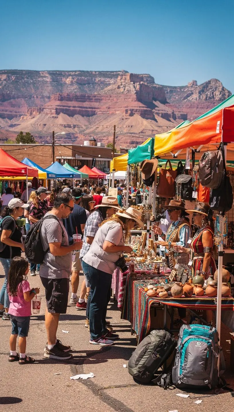 Пешеходная тропа вдоль края каньона, где туристы наслаждаются природой и открывающимися пейзажами.